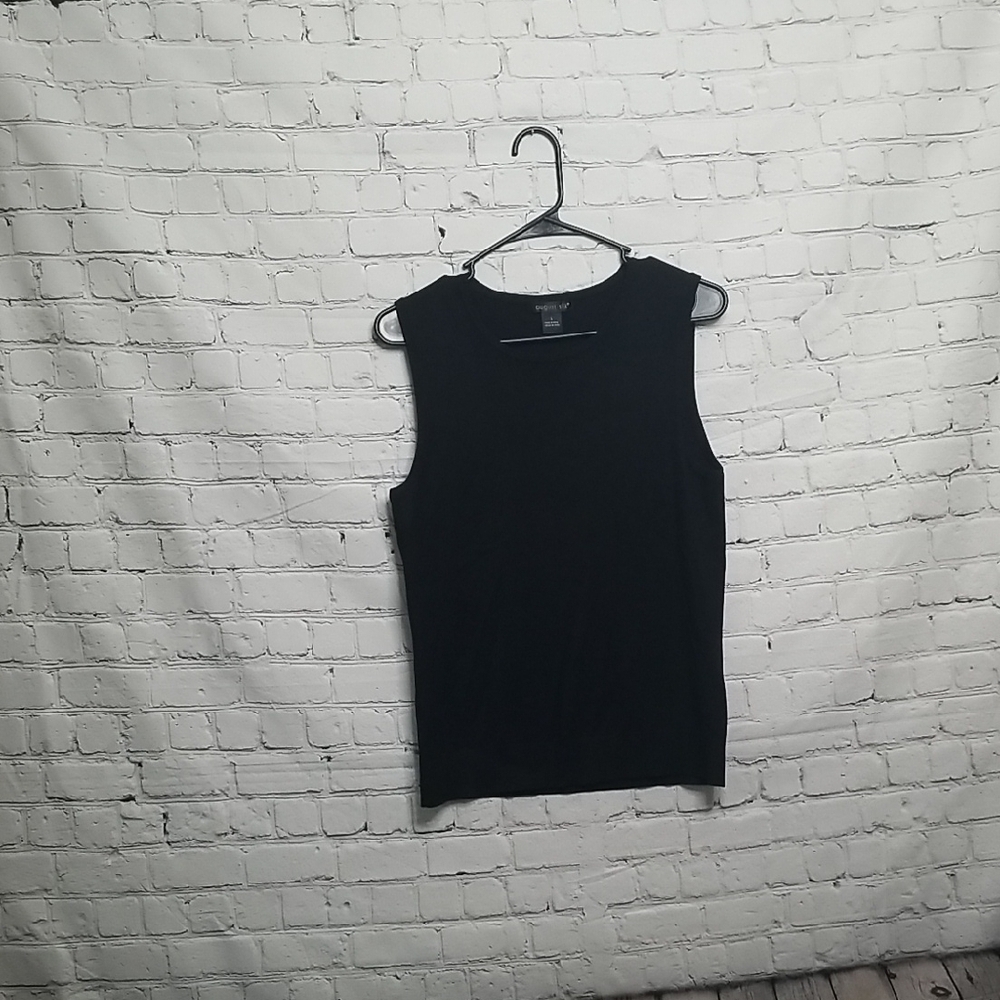 August Silk Black Sleeveless Knit Top Large